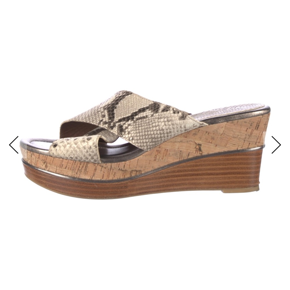 Donald J. Pliner Snakeskin Tan Wedge Sandals